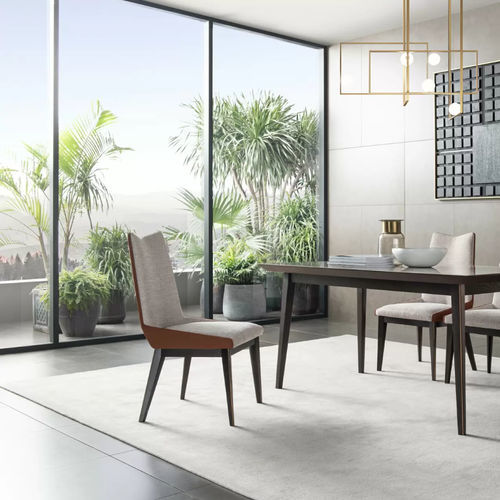 Chaise de salle à manger contemporaine - L12 - Zhongshan Four Seas Furniture MFG. Ltd. - d'intérieur / en tissu / en placage de bois