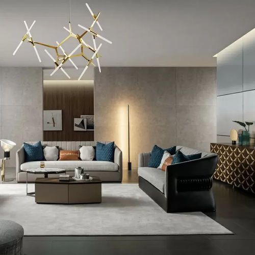 Canapé contemporain -  L12 - Zhongshan Four Seas Furniture MFG. Ltd. - en tissu / en cuir / avec accoudoirs