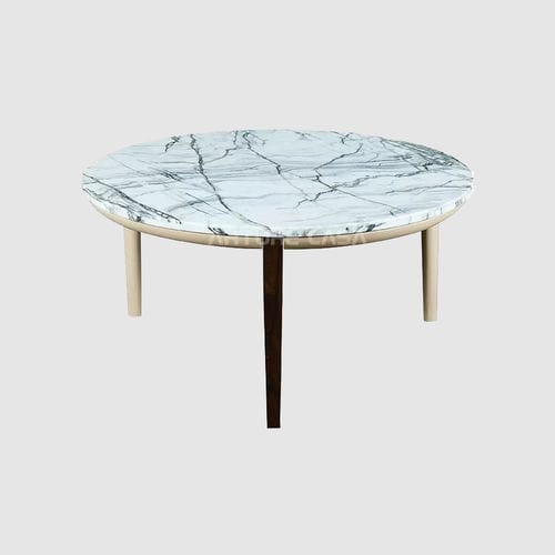 Table basse contemporaine - Grand Turismo 893 - Zhongshan Four Seas Furniture MFG. Ltd. - en marbre / avec piètement en bois / ronde