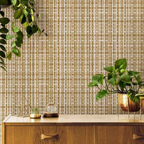 Papier peint contemporain - 1105 SERIES - ADAWALL - géométrique / aspect tissu / blanc