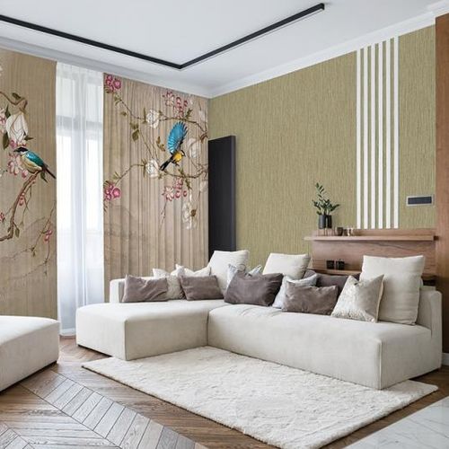 Papier peint contemporain - P111  - ADAWALL - à motif / aspect tissu / beige