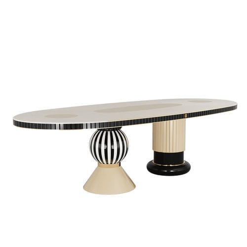 Table à manger en marbre - FUSCHIA - Hommés Studio - contemporaine / en bois / avec piètement en acier inoxydable