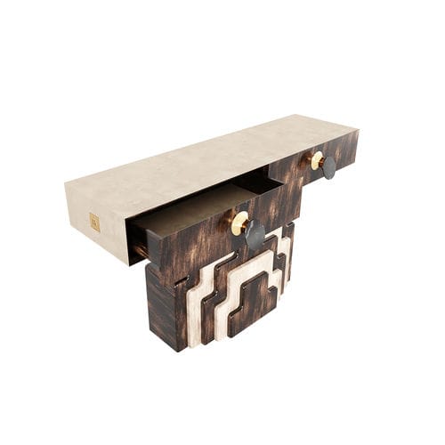 Console en marbre - ANNALI - Hommés Studio - Art Déco / en bois laqué / en cuir