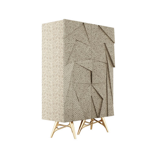 Meuble bar contemporain - ROSALIA CABINET - Hommés Studio - en bois / en laiton poli / gris