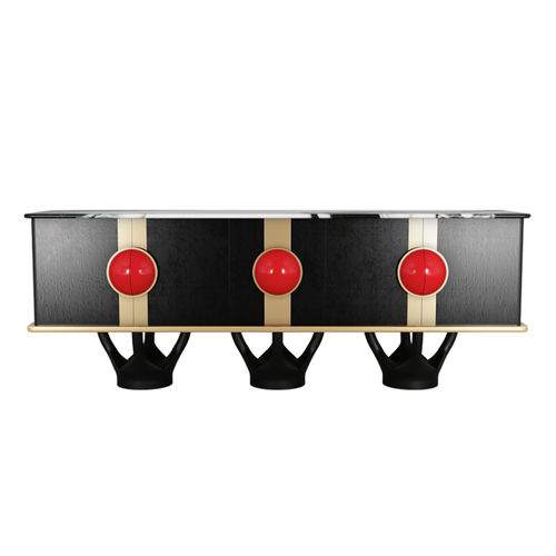 Buffet design organique - MARINO - Hommés Studio - en bois laqué / en acier inoxydable poli / en marbre