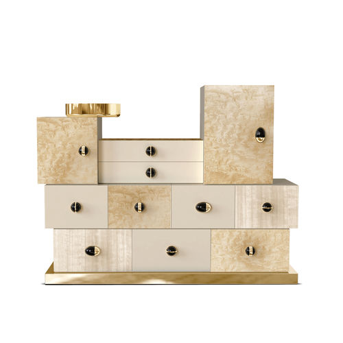 Commode contemporaine - MATRIOSKA CHEST - Hommés Studio - en bois / en nickel / en acier inoxydable poli