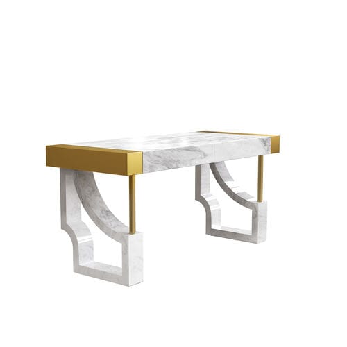 Bureau sur pied - QUEENA - Hommés Studio - contemporain / en acier inoxydable poli / en marbre