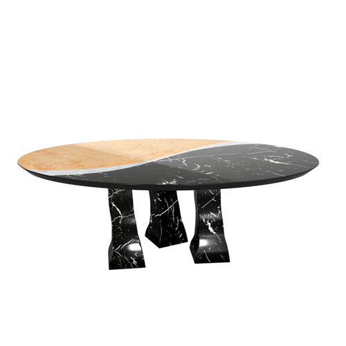 Table à manger en marbre - SOLEIL DINING - Hommés Studio - contemporaine / avec piètement en marbre / elliptique