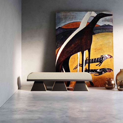 Banc contemporain - Moa - Hommés Studio - en velours / en laiton poli / sans dossier