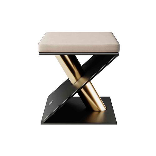 Tabouret contemporain - X STOOL - Hommés Studio - en velours / avec piètement en acier peint / avec piètement en fer