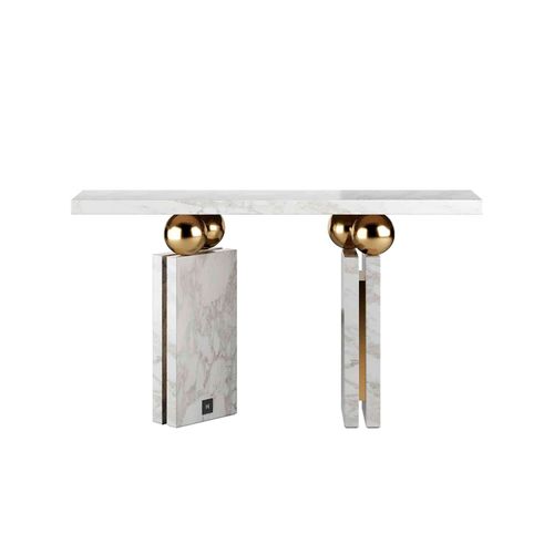 Console contemporaine - QUANTIC ESTREMOZ - Hommés Studio - en marbre / avec piètement en laiton poli / avec piètement en marbre