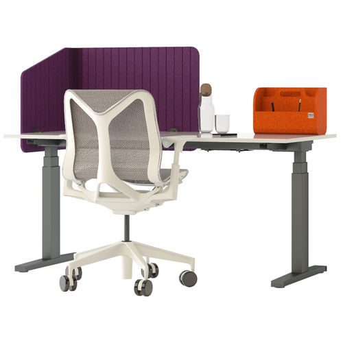 Séparateur de bureau sur bureau - WRAP - Impact Acoustic - en PET / insonorisé / beige