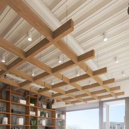 Baffle acoustique en bois - FREE GRID - The Acoustics Company SAS - de plafond / carré / ignifuge