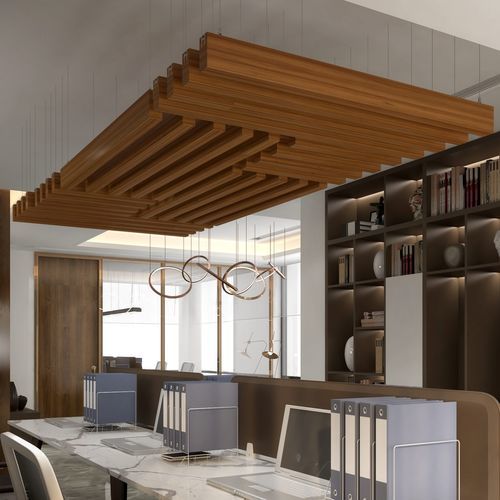 Baffle acoustique en bois - LINEAR BEAM - The Acoustics Company SAS - en fibre de polyester / de plafond / rectangulaire