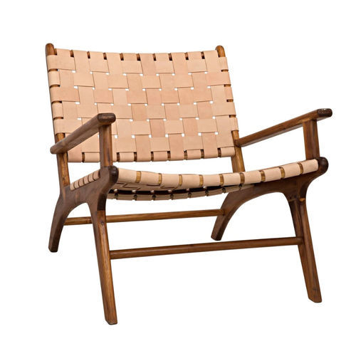 Chaise longue contemporaine - My Bali Living - en cuir / en teck / 1 place