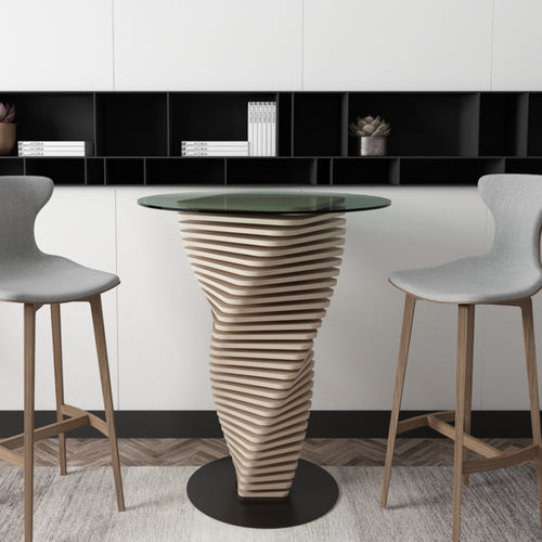 Table mange-debout design original - Cascada - MyWoodream - en verre / avec piètement en bois / ronde