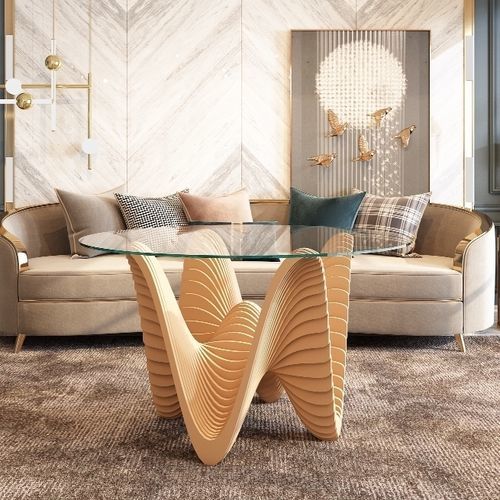 Table design original - Candelarya - MyWoodream - en verre / avec piètement en bois / ronde