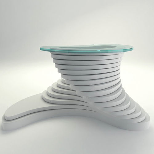 Table design original - Pareya - MyWoodream - en verre / avec piètement en bois / ronde