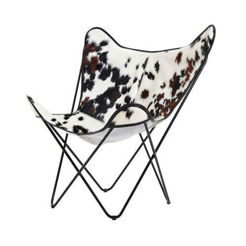 Chaise design original - BKF SOFT NATURAL NORMANDE COWHIDE - Butterfly Original - d'intérieur / en peau de vache / avec piètement en acier