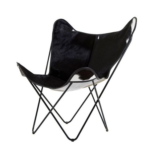 Chaise design original - BKF DYED NORMANDE COWHIDE - Butterfly Original - d'intérieur / en peau de vache / avec piètement en acier
