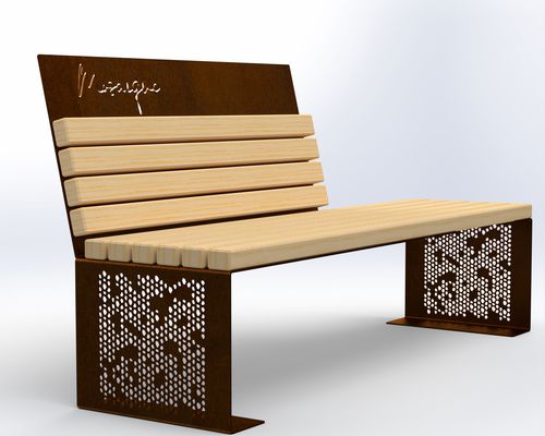 Banc public contemporain - Mosaïque - URBAN TENDANCES - en bois exotique / en acier / avec dossier