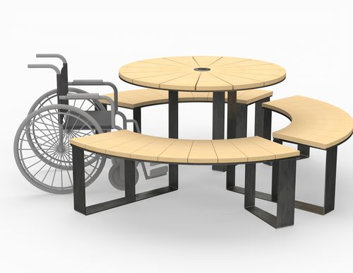Ensemble table et bancs contemporain - Enjoy - URBAN TENDANCES - en bois / en acier / modulable