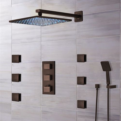 Pommeau de douche à encastrer - FB-0522ORB - FontanaShowers - carré / avec éclairage intégré