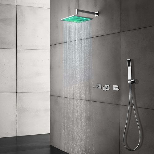 Pommeau de douche à encastrer - TAGRESS LED - FontanaShowers - carré / avec éclairage intégré