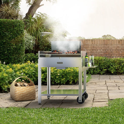 Barbecue à bois - TIRRENO - Fontana Forni s.r.l. - à charbon / sur pied / en acier inoxydable
