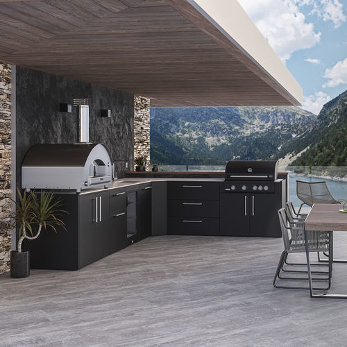 Cuisine d'extérieur - Elysia  - Fontana Forni s.r.l. - contemporaine / en pierre / avec îlot
