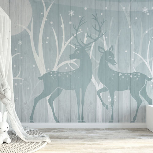 Papier peint contemporain - tendance biche forêt - MuralConcept - en textile non-tissé / panoramique / à motif animalier