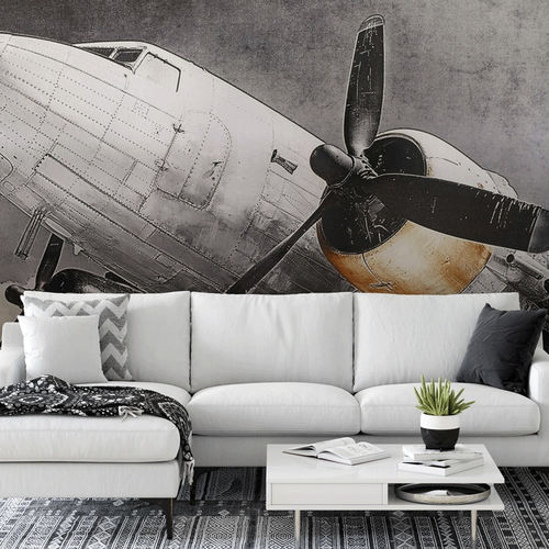 Papier peint vintage - réaliste aviation pilote - MuralConcept - en textile non-tissé / panoramique / multicolore