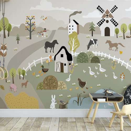 Papier peint contemporain - ferme - MuralConcept - en textile non-tissé / panoramique / à motif animalier
