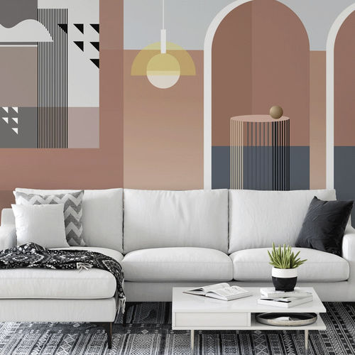 Papier peint contemporain - design graphique architecture - MuralConcept - en textile non-tissé / panoramique / à motif géométrique