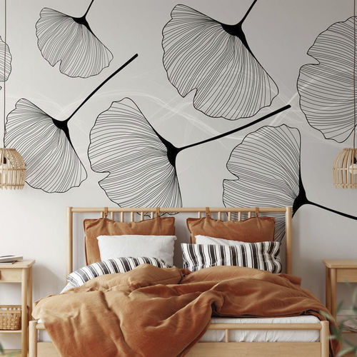 Papier peint contemporain - tendance ginkgo - MuralConcept - en textile non-tissé / à motif floral / panoramique