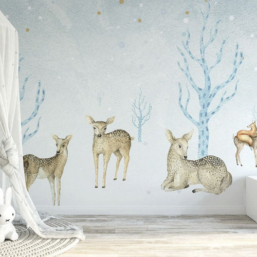 Papier peint contemporain - forêt & daims - MuralConcept - en textile non-tissé / à motif nature / à motif animalier