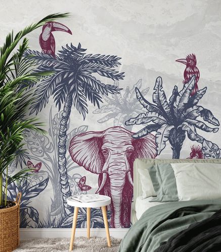 Papier peint contemporain - tropical exotisme marbré - MuralConcept - en textile non-tissé / à motif nature / panoramique
