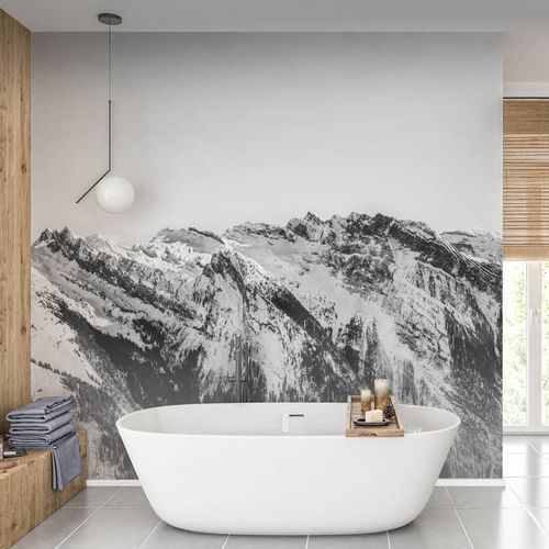 Papier peint contemporain - montagne Grand Massif - MuralConcept - en textile non-tissé / panoramique / blanc