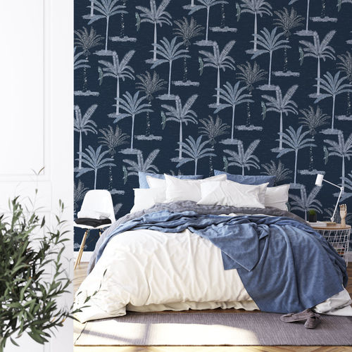 Papier peint contemporain - palmier jungle - MuralConcept - en textile non-tissé / à motif nature / gris