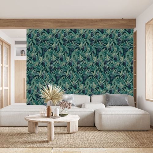 Papier peint contemporain - tendance feuille - MuralConcept - en textile non-tissé / panoramique / vert