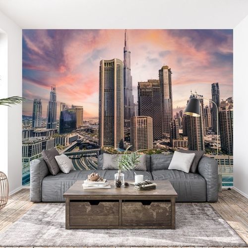 Papier peint contemporain - Dubai city sunset - MuralConcept - en textile non-tissé / panoramique / multicolore