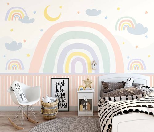 Papier peint contemporain - arc en ciel - MuralConcept - en textile non-tissé / motif pour enfant / multicolore