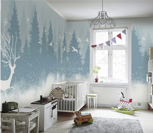 Papier peint de style scandinave - Cerf forest in the mist - MuralConcept - en textile non-tissé / panoramique / à motif animalier