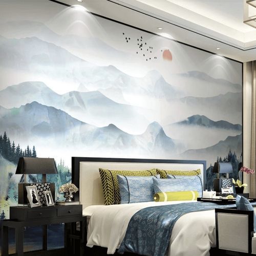 Papier peint contemporain - Mountain & Scandinave - MuralConcept - en textile non-tissé / panoramique / gris