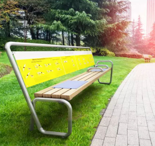 Banc contemporain - FITNESSBENCH - Playparc - en acier inoxydable / en EPDM / avec dossier