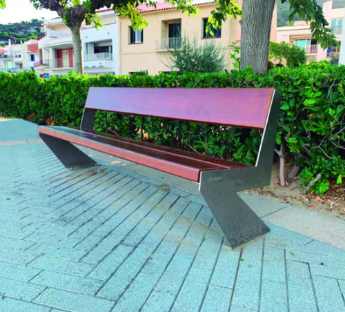 Banc public contemporain - SITZBANK IDA - Playparc - en bois / en métal / avec dossier