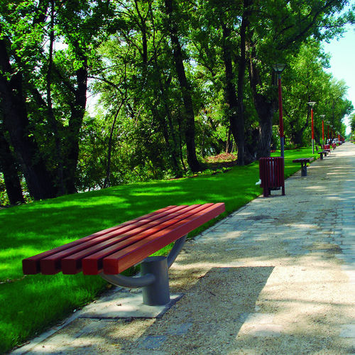 Banc public contemporain - LEA - Playparc - en bois / en métal / avec dossier