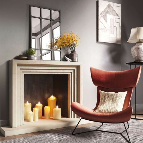 Manteau de cheminée classique - ADENELLE - Tartaruga Design Inc - en béton / beige