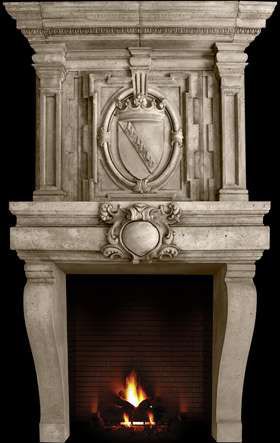 Trumeau de cheminée de style baroque - BEAUVAIS – OVERMANTEL - Tartaruga Design Inc - en calcaire