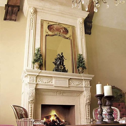 Trumeau de cheminée aspect traditionnel - BEDFORD – OVERMANTEL - Tartaruga Design Inc - en pierre